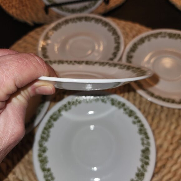Corelle By Corning Green Floral Saucer Plates Set Of 6 Durable Teacup Saucers - Picture 2 of 4